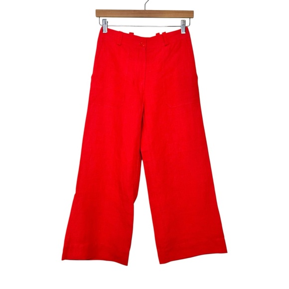 Vintage Libera Mente 100% Linen Wide-Leg Pants Size 0 Ankle Crop IT40 Red - Picture 15 of 15